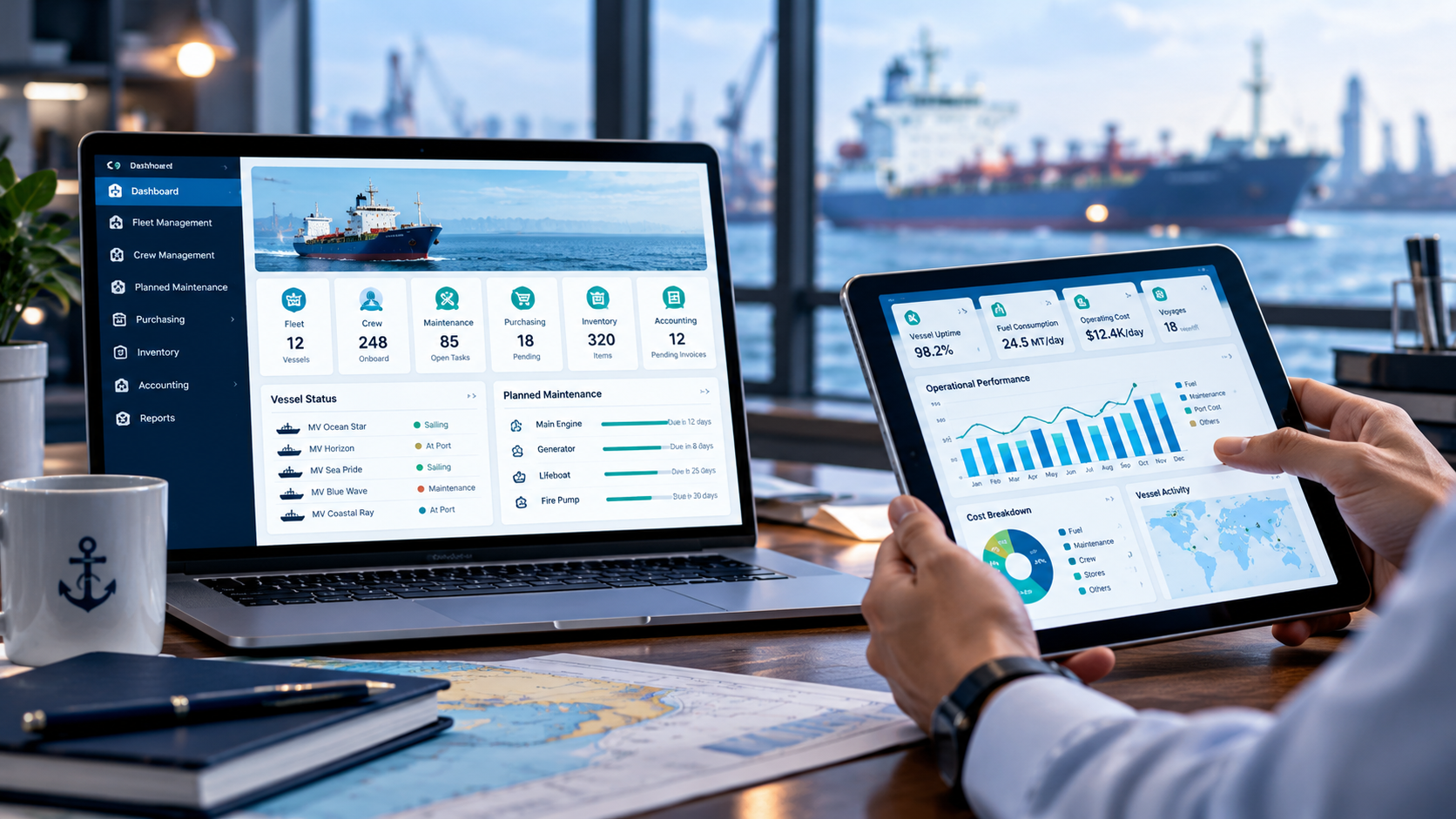 Maritime ERP and PMS Dashboard for Vessel Management